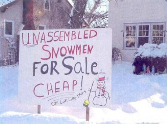 Unassembled Snowmen For Sale