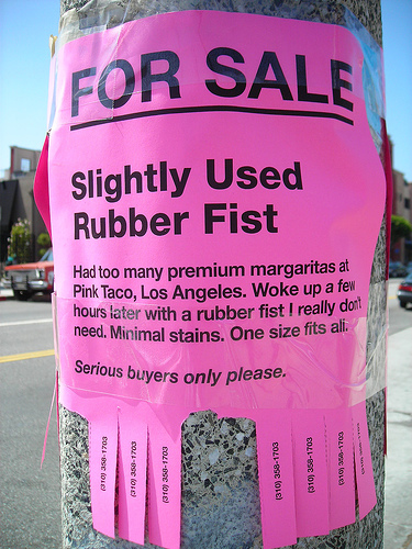 For Sale: Slightly Used Rubber Fist